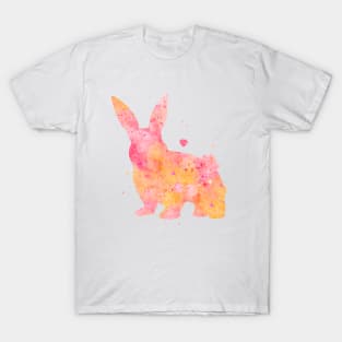 Peachy Pink Bunny Watercolor Painting 2 T-Shirt